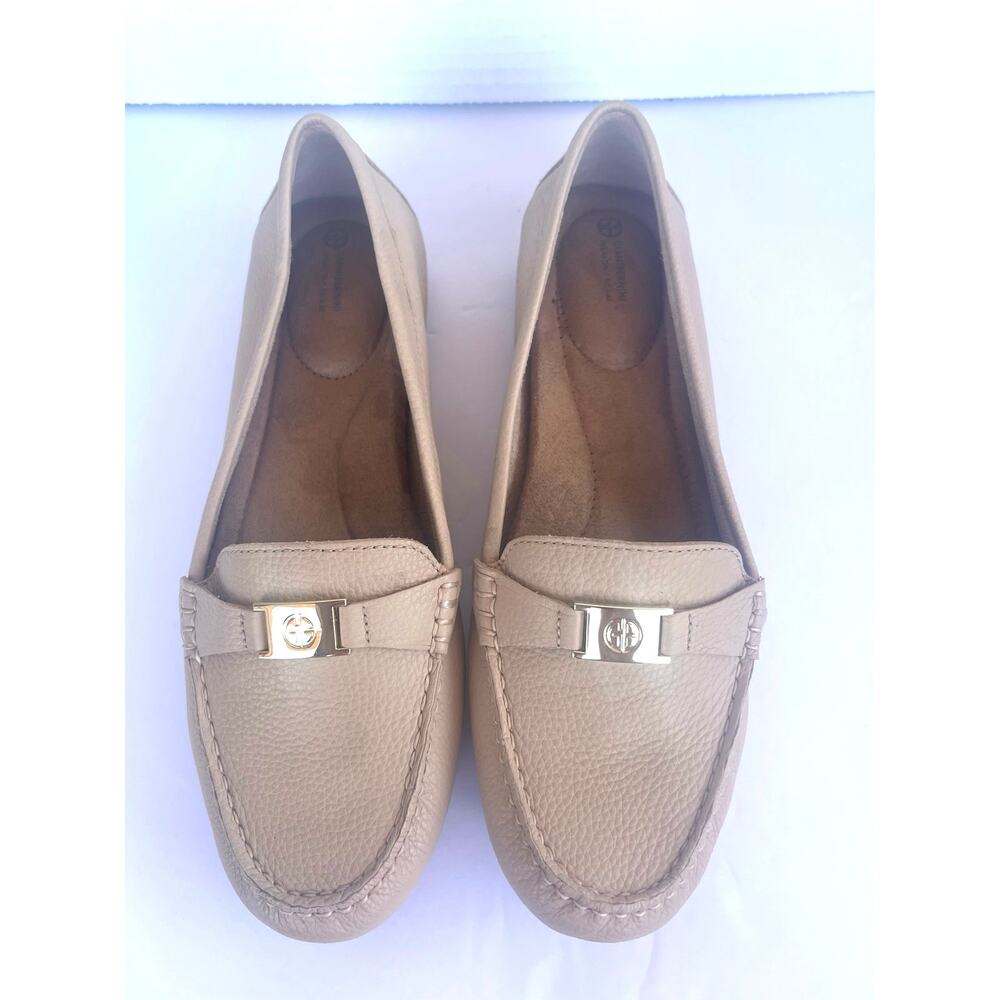 Giani Bernini Dailyn Beige Leather‎ Slip On Casual Comfort Loafer Shoes Sz 9M